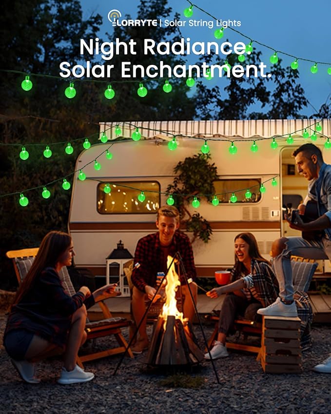 2-Pack 100 LED Green Solar String Lights Outdoor - 64FT Crystal Globe Waterproof Solar Powered Lights for Outside with 8 Lighting Modes for Patio Decorations, Garden, Party, Porch, Wedding, Yard