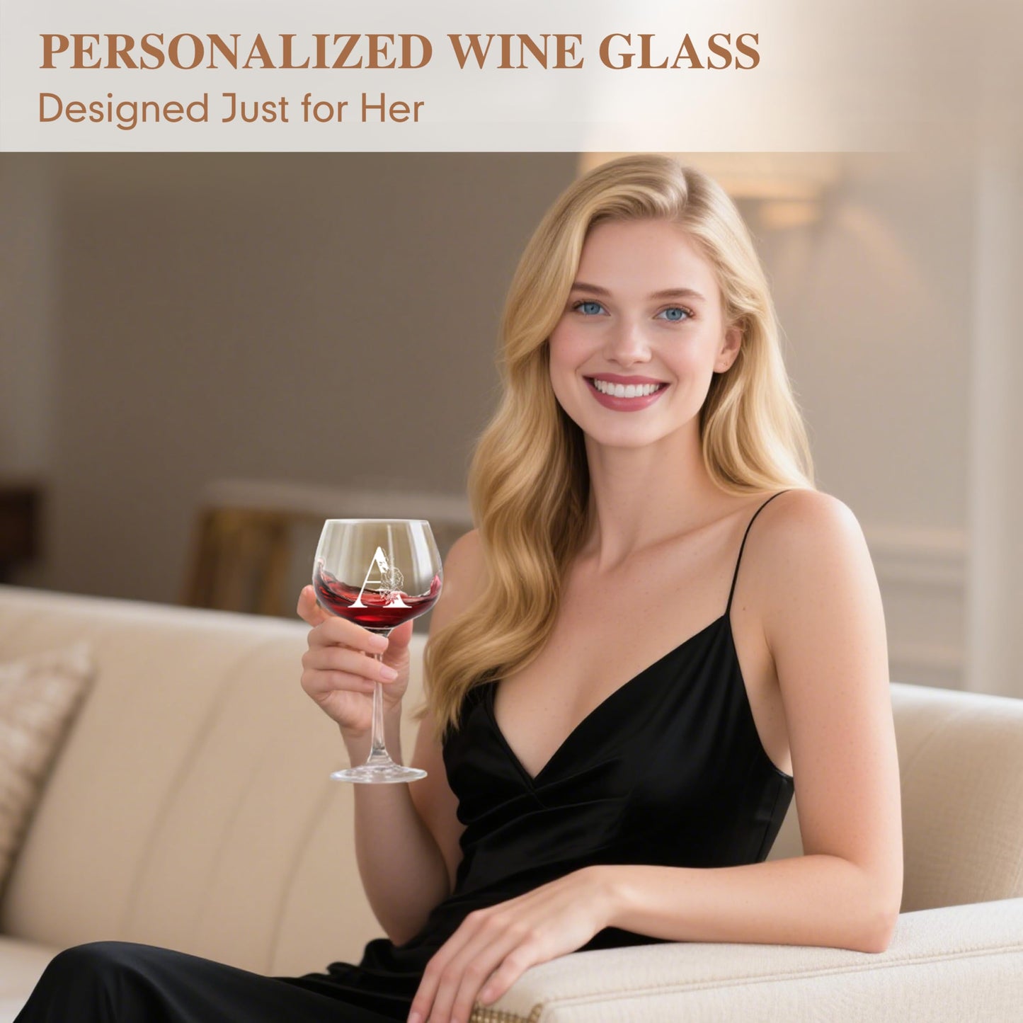 Personalized Gifts for Women - Customized Gift A-Z Wine Glass, Unique Birthday Gifts for Women, Christmas Basket Gift for Her, Mom, Wife, Sister, Friend, Nurse（A）