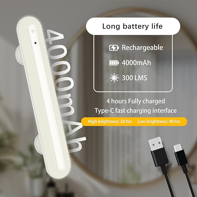 15" Vanity Lights for Mirror, Rechargeable Battery Operated Mirror Lights with Remote Control, 3 Temp&Adjustable Brightness Makeup Light, Cordless Lighting for Vanity Desk (White-2Pack)