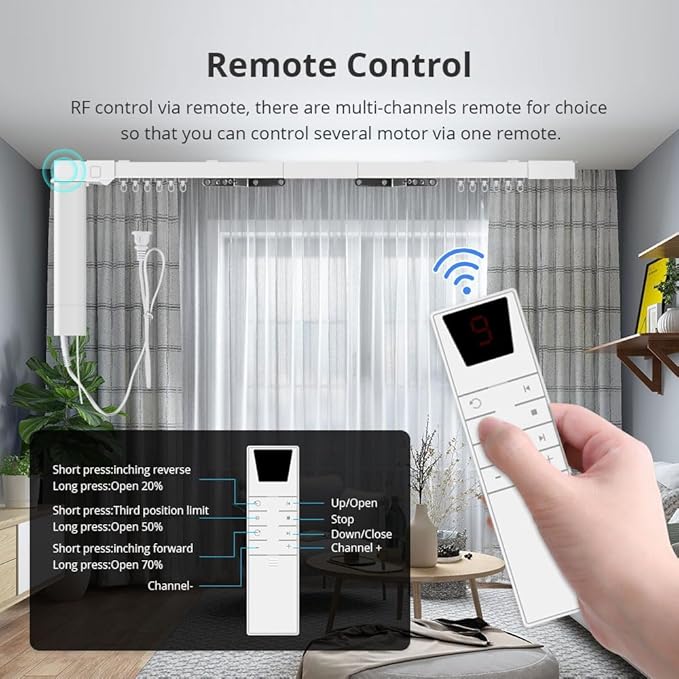 Motorized Curtain Rods with Remote | Matter-Certified WiFi Electric Curtains Compatible with Apple Home, Alexa, Google Assistant, SmartThings | Automatic Curtain Opener (4.1m (161.4inch))