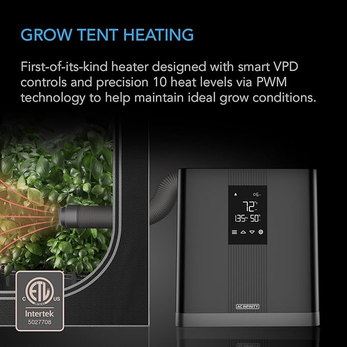AC Infinity THERMOFORGE T3, Environmental Grow Tent Heater with VPD Temperature Controller, 10-Level PTC Heating and Included Extension Hose for Tents, Rooms, Greenhouses