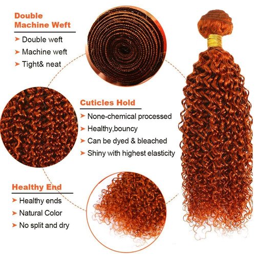 Giginger Brazilian Human Hair Bundles 20 22 24 inch Orange Jerry Curly Bundles 350 Color Human Hair Ginger Orange Unprocessed Virgin Quick Weave Hair for Black Women