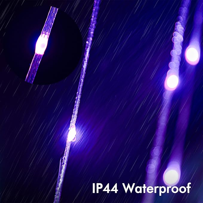 16.4FT Outdoor Christmas Decorations, Smart RGB Color Changing Christmas Hanging Waterfall String Lights, APP Remote Control, DIY Multi-Color Lightshow, Music Sync, Outside Xmas Lights Decor