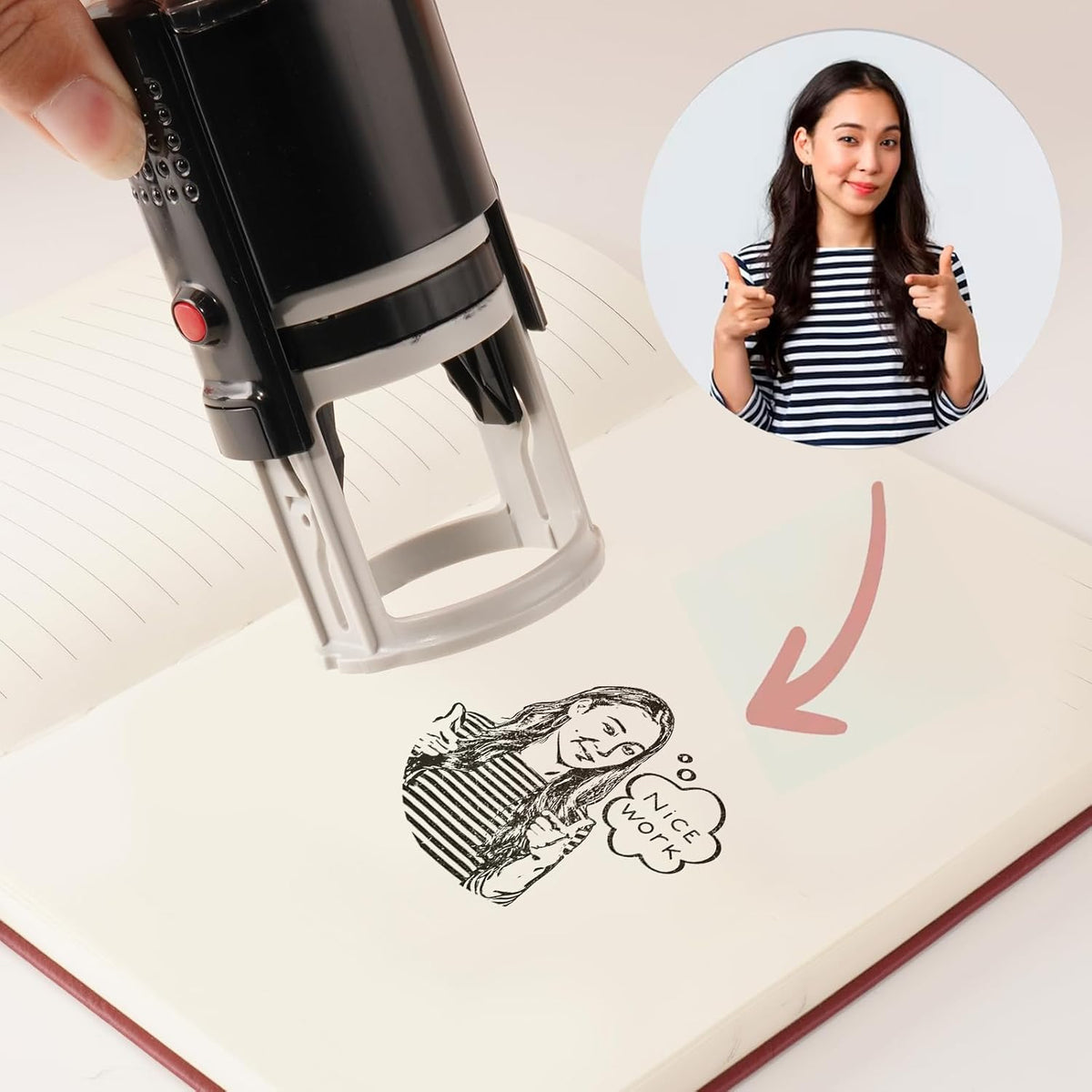 Custom Stamps for Business | Custom Logo Stamp | Personalized Self Inking Stamp Customized Business Logo Text Rubber Stamper, 4 Sizes/5 Color Options (1-inch)