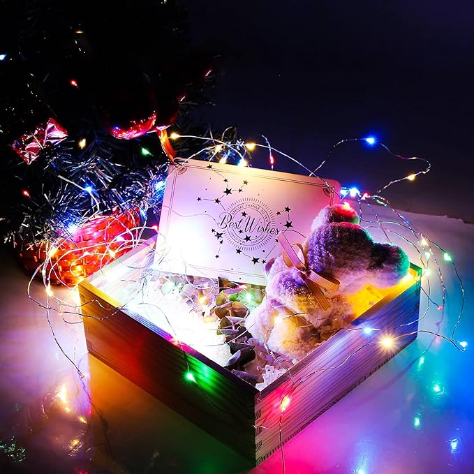 12 Pack Fairy Lights Battery Operated String Lights 7 Feet 20 Led Waterproof Christmas Lights Silver Wire Firefly Starry Moon for Bedroom DIY Party Wedding Patio Christmas Multicolor