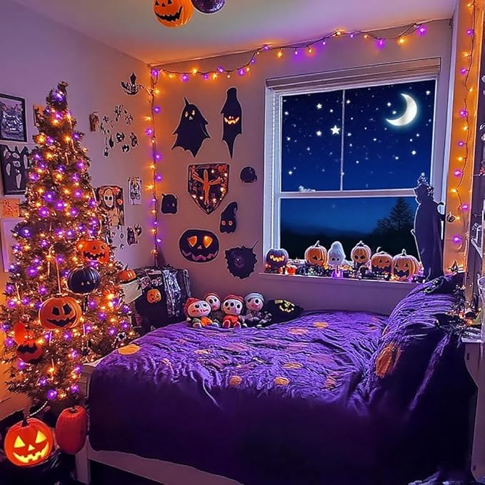 66FT 200 LED String Lights, Purple Halloween Lighting with 8 Modes, Indoor Outdoor Decorative Fairy Light for Holiday, Tree, Window, Party