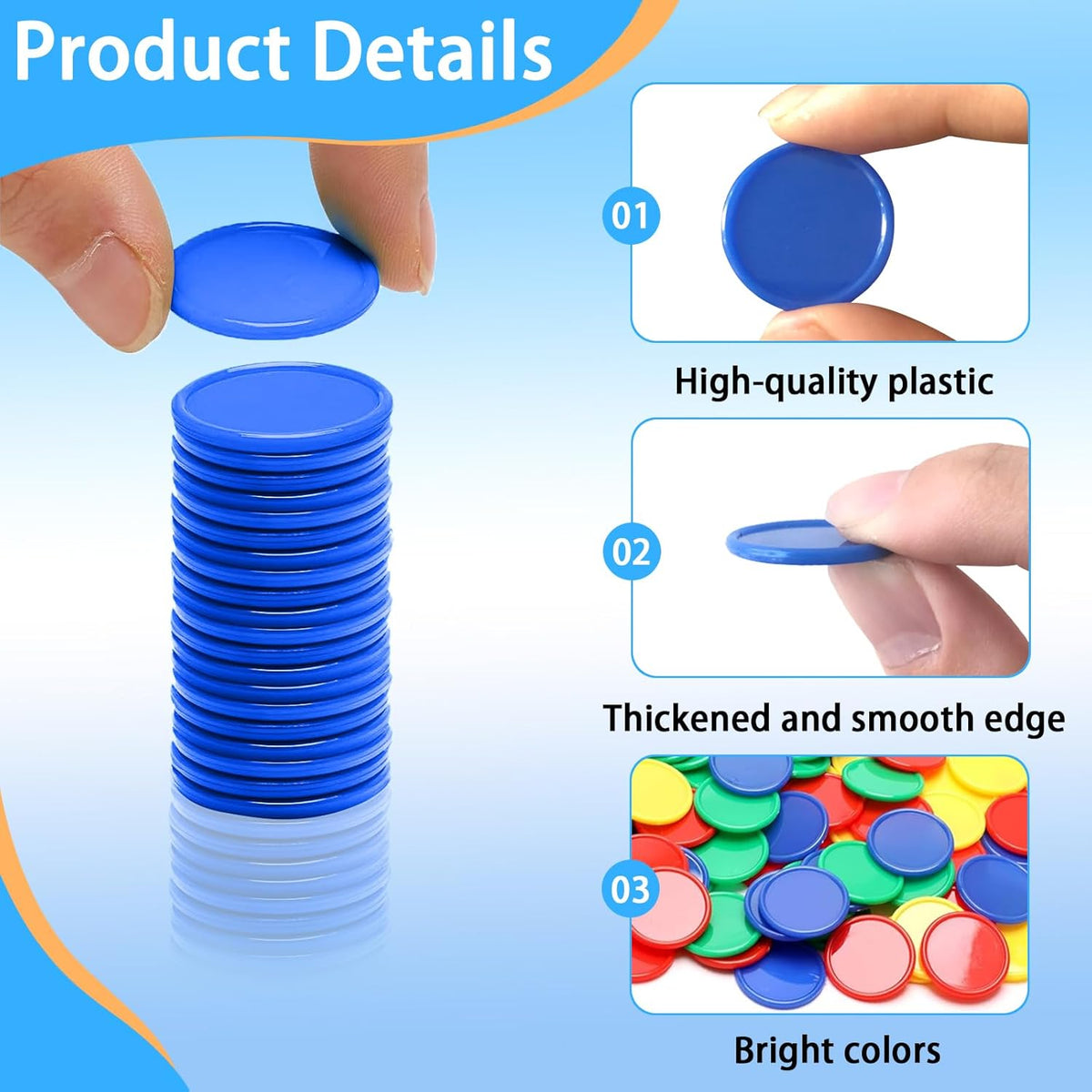 200pcs Math Counters,1 Inch Bingo Chips,4 Colors with Storage Box Plastic Poker Chips,for Education,Math Counters,Round Game
