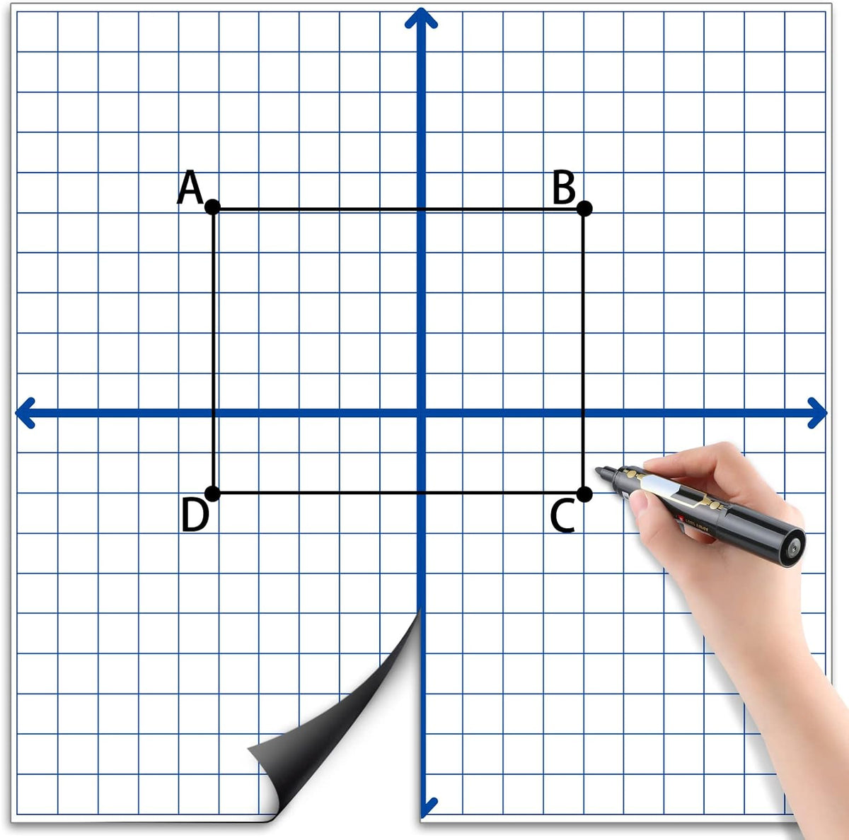 Teling 4 Pieces Jumbo Magnetic Xy Coordinate Dry Erase Grid 26 x 26 Inches, Magnet Graph Whiteboard for Classrooms, Teaching, Learning Tools
