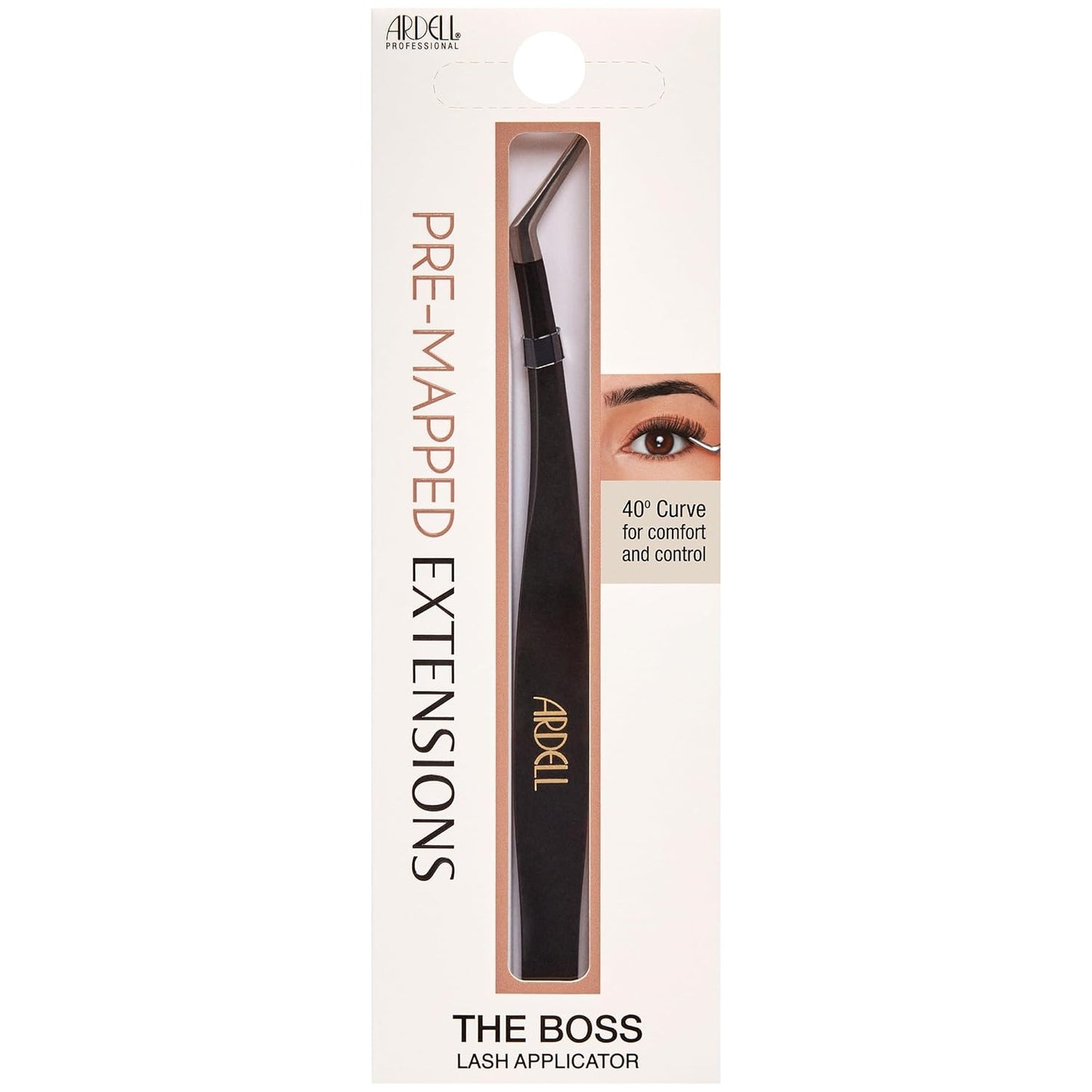 Ardell Pre-Mapped Lash Applicator Tool, Lash Tweezers - 40° Curved Eyelash Tweezers for Precision and Comfort, Easy Application