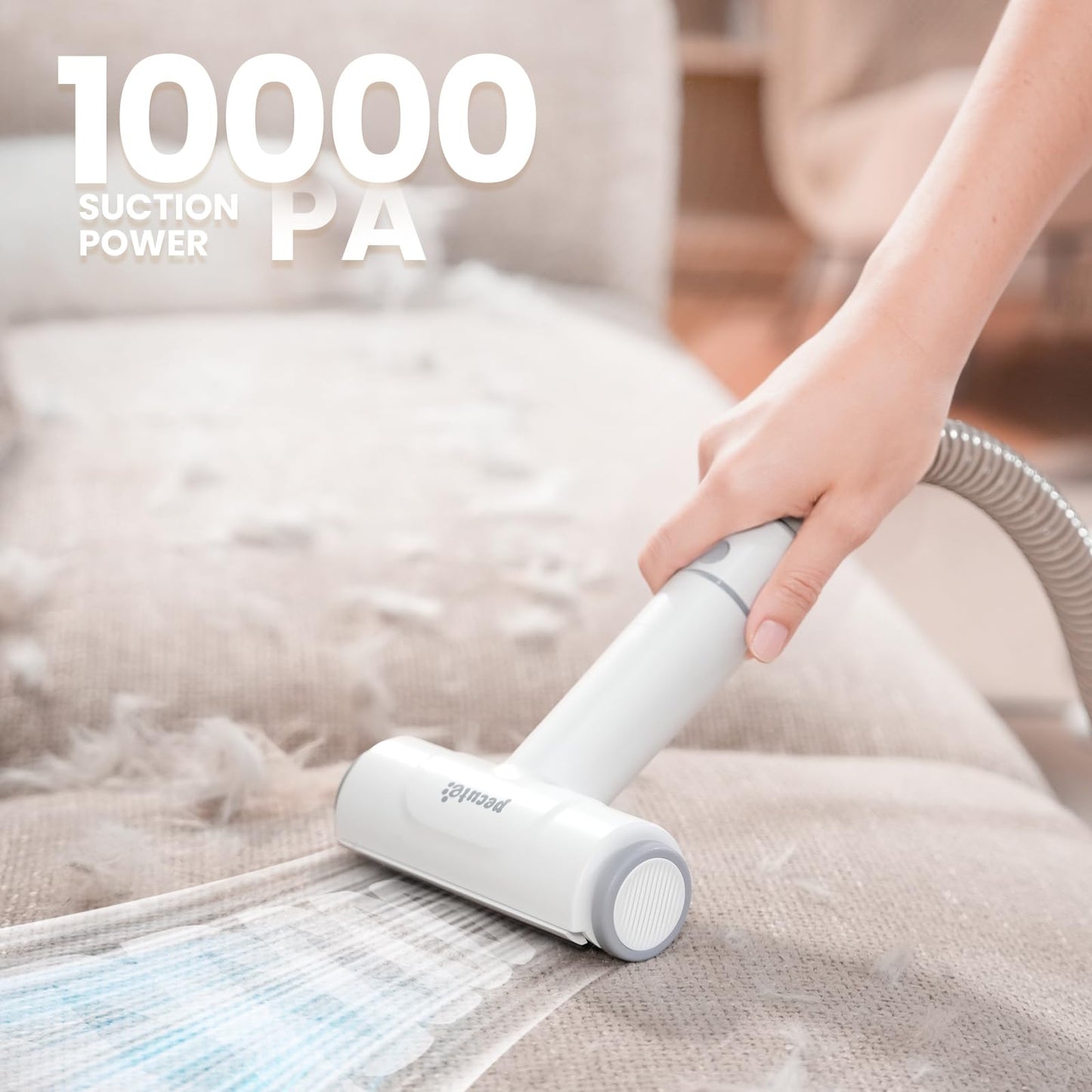 Pecute Dog Grooming Vacuum & Dryer, 7-in-1 Pet Grooming Kit with Clipper, 10000Pa Dog Vacuum for Shedding Grooming, Adjustable Speed & Temp, 55dB Low Noise,1.7L Dust Cup