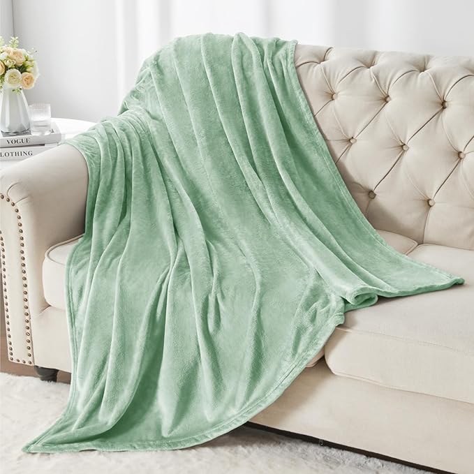 BEDELITE Throw Blanket for Couch and Bed - 300GSM Luxury Plush Cozy Fleece Blanket 50x60 Inches Mint Green, Soft Lightweight Blanket for Travel Camping