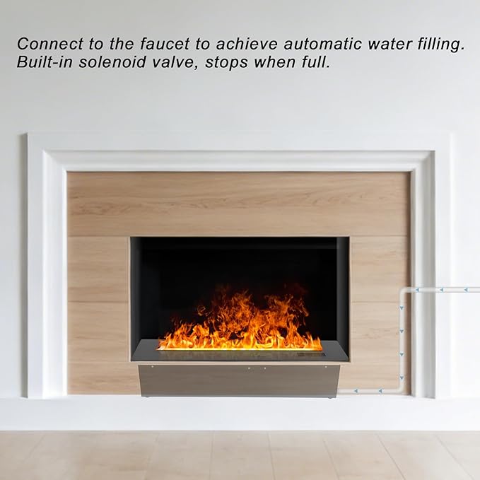 3D Water Vapor Fireplace Smart Electric Flame Decoration Steam Fireplace Humidifier W/Tap Water for Office, Home, Hotel,Restaurant(Single,39.3")