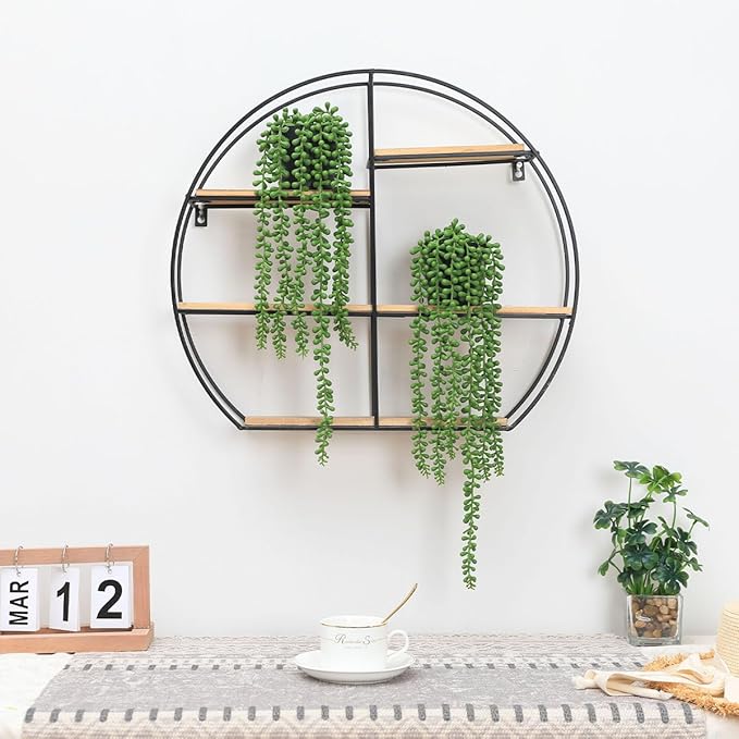 Floweroyal 2pcs Fake Hanging Plants Fake Potted String of Pearls Succulent Plants Small Faux Plants for Indoor Outdoor Shelf Wall Decor