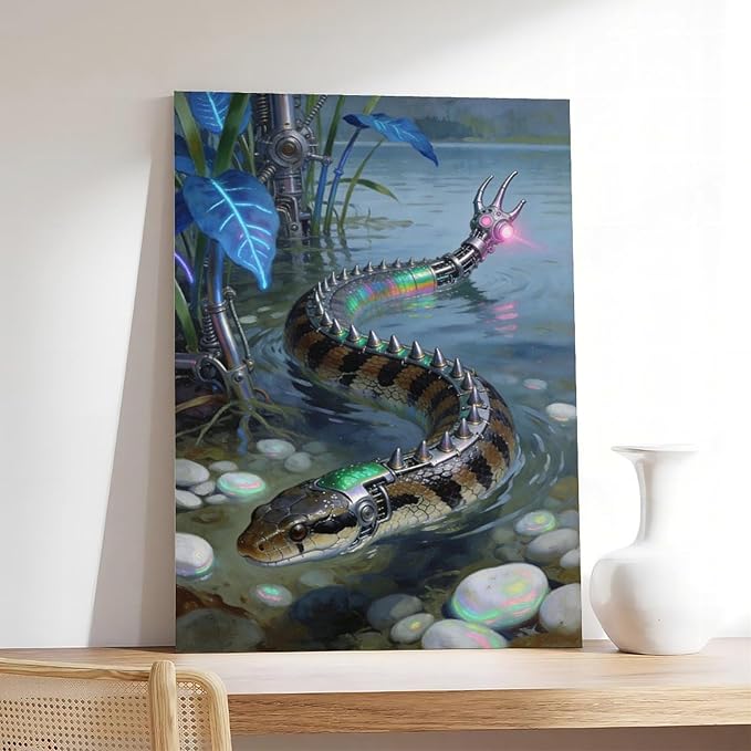 Framed Futuristic Nature Wall Art for Modern Living Room Creative Sci Fi Style Interior Decor 12x18inch(30x45cm)