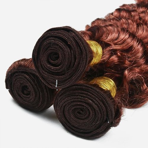 Giginger Bundles Human Hair 18 20 22 Inch Reddish Brown Deep Wave Bundles Color 33 Human Hair Deep Wave Unprocessed Quick Weave Soft Sewn In Hair Extensions for Black Women