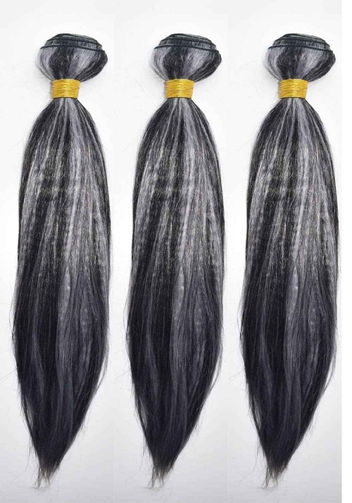 Habiliana Bundles Human Hair 20 22 24 Inch Straight P1B/GREY Human Hair Bundles 11A Unprocessed Brazilian Virgin Quick Weave Hair Extensions for Black Women