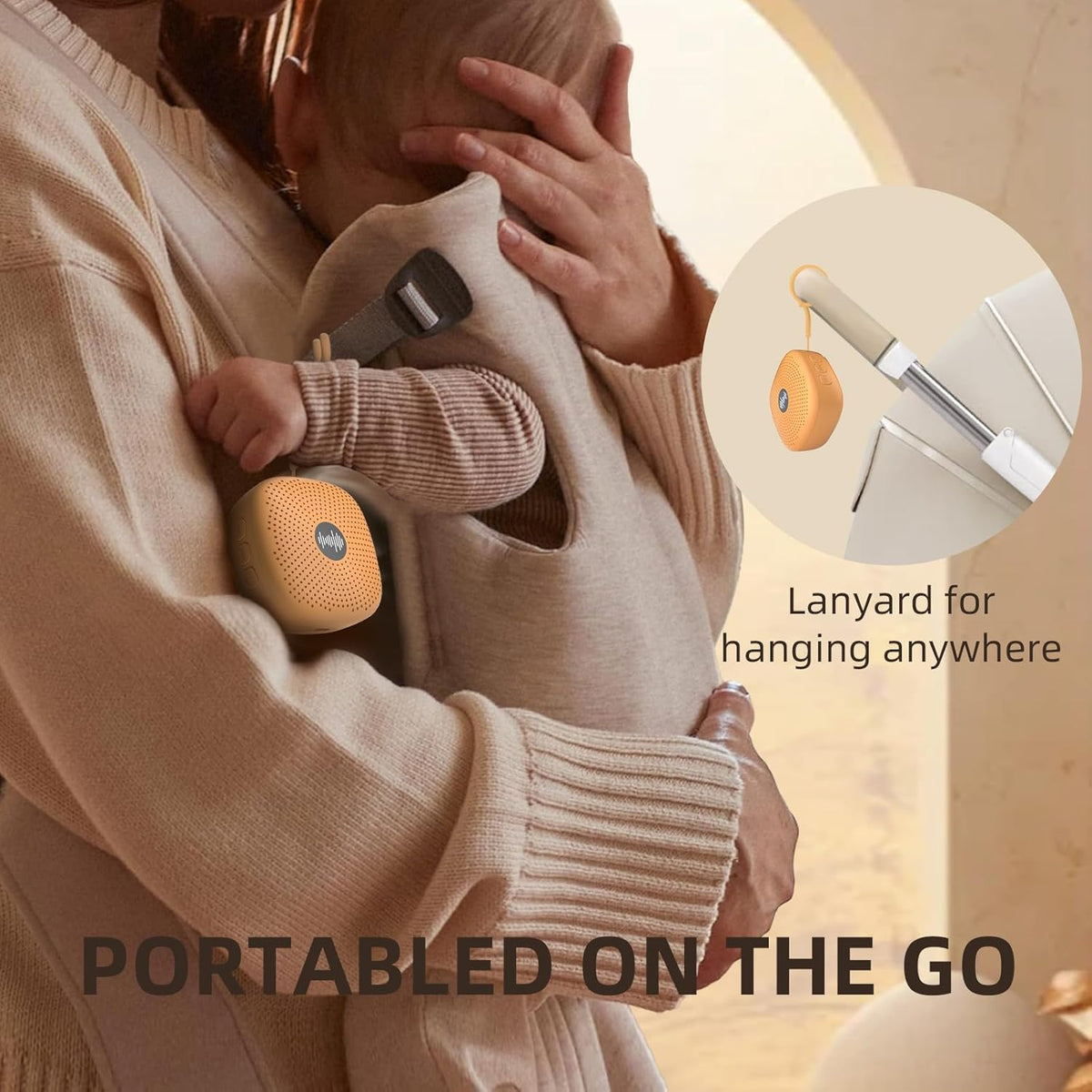 White Noise Machine,Portable Sound Machine for Baby Adult,21Soothing Sound,Auto-Off Timer,Noise Canceling for Office & Sleeping, Compact Size for Home,Travel,Registry Gift,Orange