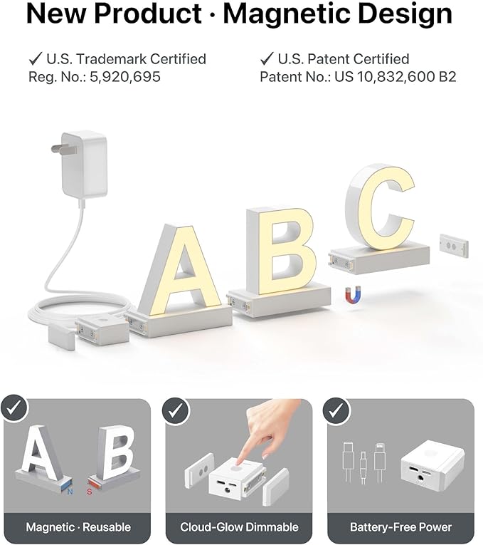 Light Up LED Letter A, H 3.7" Light with Touch Control, Event Display Letters, Marquee Letter Warm White 3000K