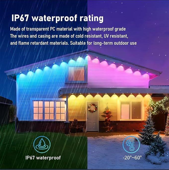 Permanent Outdoor Lights, Smart Outdoor LED String Lights,Christmas Lights RGB Color Changing,Scene Modes, IP67 Waterproof, App Control,Holiday, Party,Christmas Decorations（100FT）
