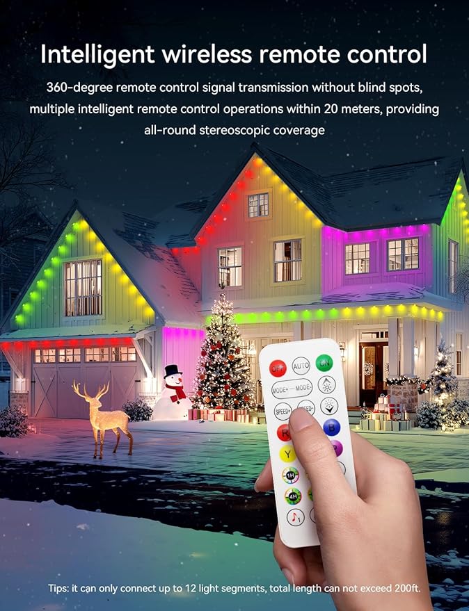 Permanent Outdoor Lights for House -Eaves Lights 150FT with 75 IC+RGBCW LED IP67 Waterproof, Smart Outside LED Christmas Light with App/Remote, Eternity Lighting for Holiday/Daily