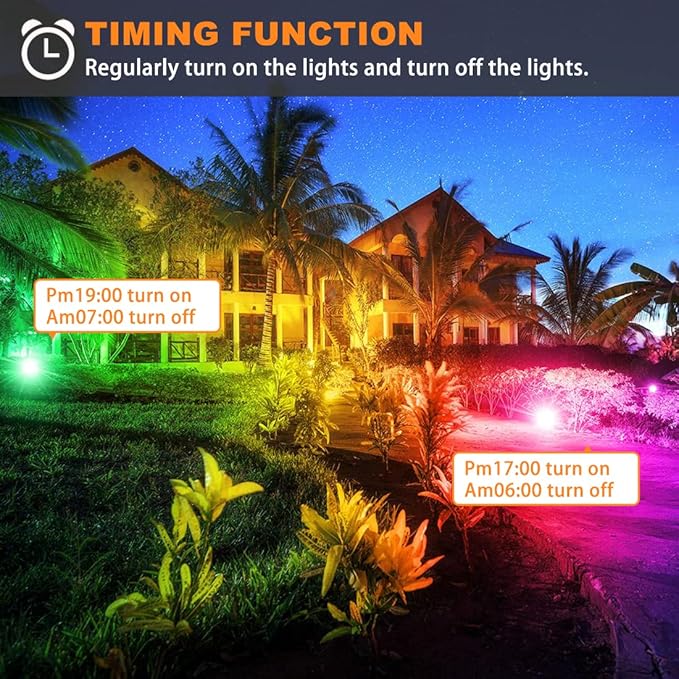 MELPO LED Flood Light Outdoor 800W Equivalent 8000LM Smart RGB Landscape Lighting with APP Control, DIY Scenes - Timing - Warm White 2700K - Color Changing Uplight, IP66 Waterproof US Plug (4Pack)