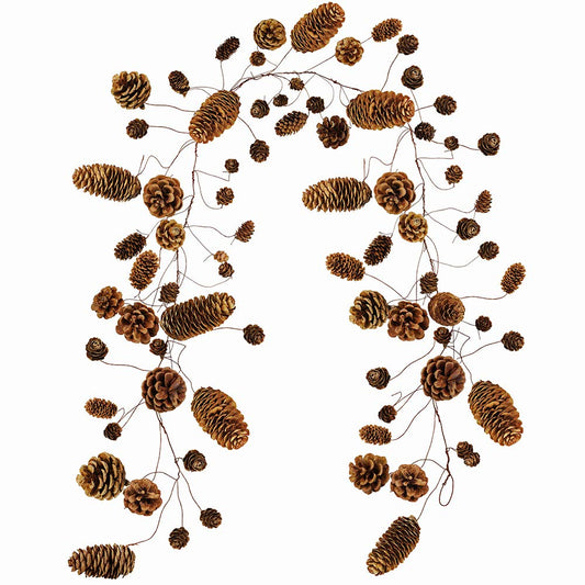 Supla 55" Long Rustic Assorted 78 Pcs Pine Cones Holiday Twig Garland Dried Natural Hanging Pinecones String Various Pine Cones Vine for Christmas Winter Festival Table Runner Indoor Outdoor Décor"