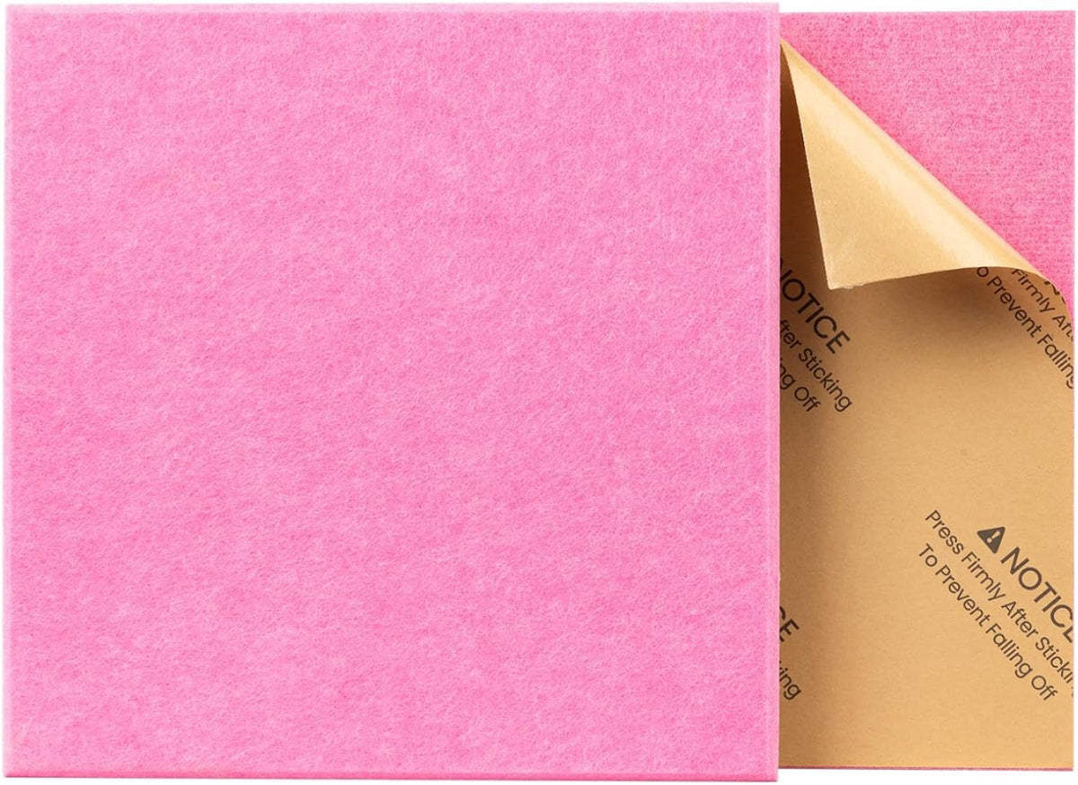 12 Pack Self-Adhesive Acoustic Panels, 12" X 12" X 0.4" High-Density Sound Proof Foam Panels for Walls, Soundproof Wall Panels for Home & Office (Pink)