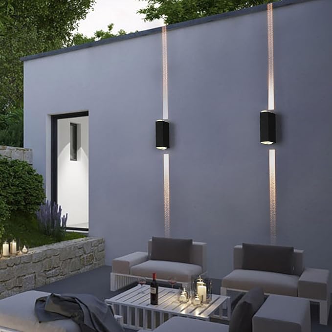 2PCS Outdoor Wall Lights, LED Up Down Exterior Lighting Fixtures, IP65 Waterproof Outdoor Light Fixture, 85-265V 20W 3000k Aluminum Porch Light, Modern Patio Wall Light Fixture Black