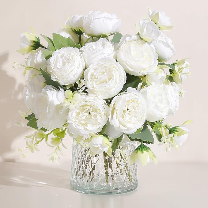 Luyue 2 Packs Peonies Artificial Flowers Vintage Faux Peony Bouquet Fake Flower for Vase Silk Floral Arrangements for Table Centerpiece Wedding Decoration Indoor Home Decor
