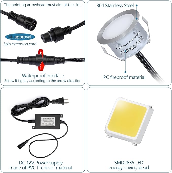 HIBOITEC 10PCS Low Voltage Recessed RGB Deck Lamp φ42mm with Remote Control, LED Deck Lights Kit IP67 Waterproof 12V Low Voltage In Ground Outdoor LED Landscape Lighting for Yard Garden Patio Stair