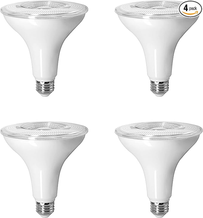 Sylvania Dusk to Dawn PAR38 LED Light Bulb with Auto On/Off Light Sensor, 120W=14W, 1250 Lumens, 3000K, Bright White - 4 Pack (41279)