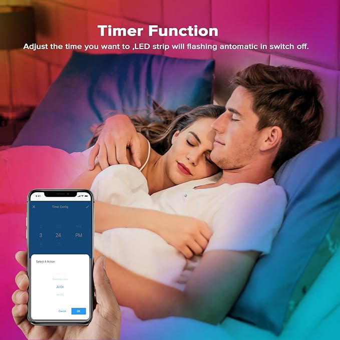 BTF-LIGHTING FCOB WS2811 IC RGB COB LED Strip 9.8FT Chasing Color Tape Light Kit DC24V 720LED/m 12mm Width Dream Color Bluetooth Sync Music Controller for Bedroom, Party, Christmas Decor White PCB