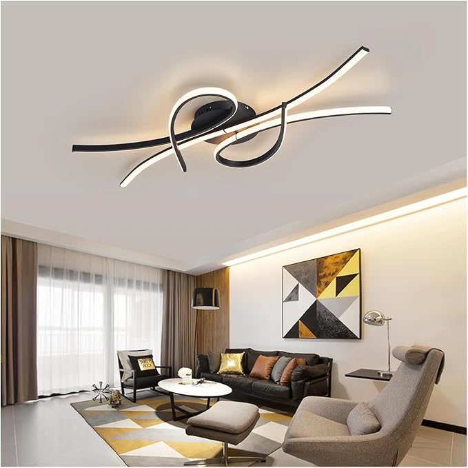 Smart Home Led Pendent Light Living Room Bedroom Study Room Hanging Light Black/Gold Art Decoration Chandelier,for Dinning Room