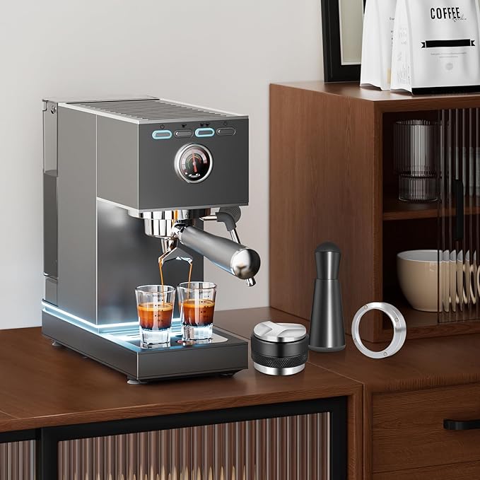 Reoszeank 51mm Espresso Accessories Kit, Coffee Distributor and Tamper Leveler, WDT Tool and Dosing Funnel Set Fits Delonghi 51 mm Espresso Machines and Portafilters