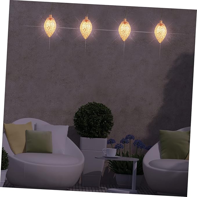 HEMOTON Solar Garden Light Outdoor Chandelier Hanging Decor Solar Lanterns Patio Lamp Rainproof Lighting