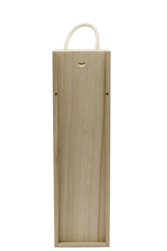 Creative Hobbies Wooden Wine, Liquor Bottle Box, Single Wine Bottle Wood Storage Gift Box with Rope Carry Handle for Birthday Party, Housewarming, Wedding, Anniversary, 13.75 x 4 x 4 Inches