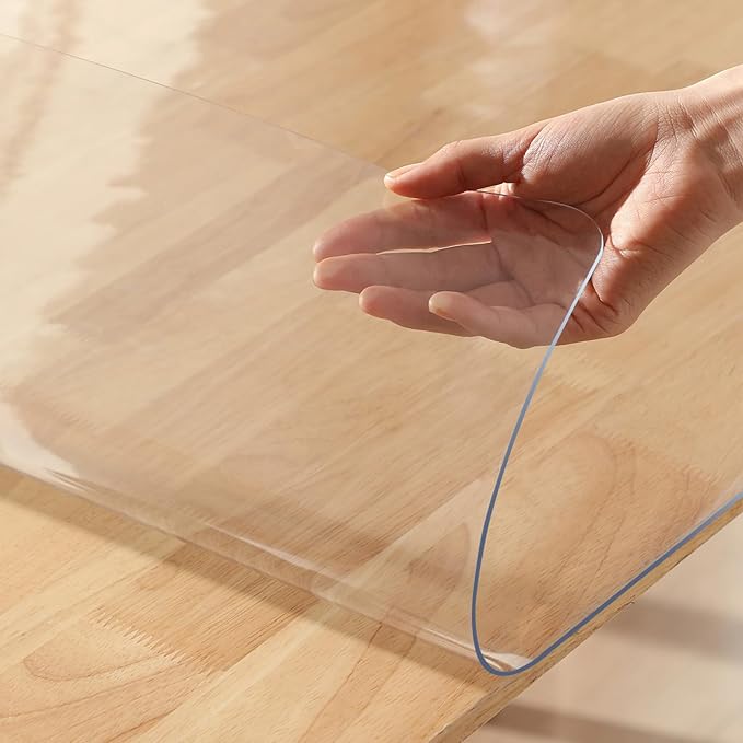 20 x 72 Inch Clear Plastic Dining Table Protector Tablecloth Desk Pad Mat Wooden Furniture Coffee Glass End Sofa Bed Side Console Entryway Entry Table Top Protection Liner Cover Waterproof PVC Vinyl