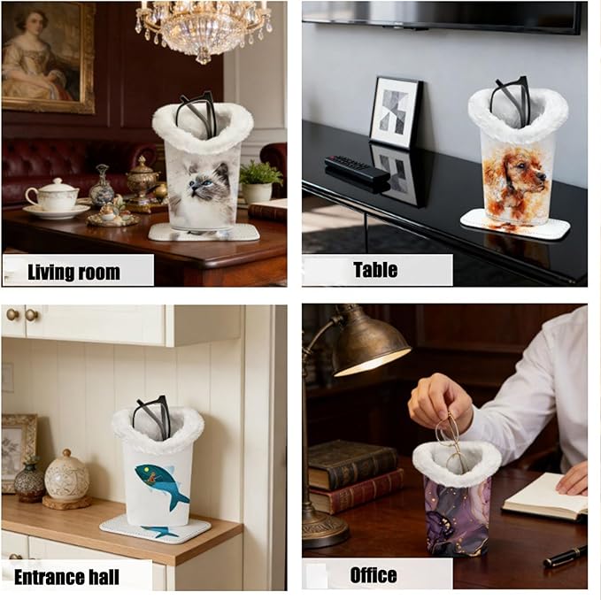 Eyeglasses Holder with Soft Furry Lining and Magnetic Base, Storage Organizer Holder Case for Nightstand