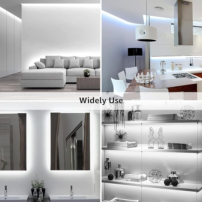 Lepro LED Strip Light, 32.8Ft Dimmable Vanity Lights, 6000K Super Bright LED Tape Lights, 420 LEDs SMD 2835, Strong 3M Adhesive, Suitable for Home, Kitchen, Under Cabinet, Bedroom, Daylight White