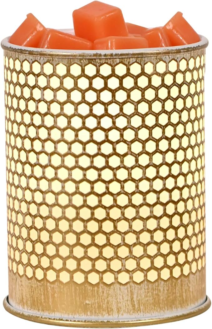ASAWASA Metal Wax Melt Warmer Wax Warmer for Scented Candle Wax Melter for Warming Scented Candles and with to Freshen Room Spa Home Office (Honeycomb)