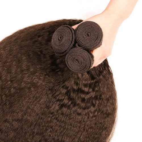 Condescension Bundles Human Hair 20 22 24" Inch Chocolate Brown Yaki Wave Human Hair Bundles Brazilian Virgin Remy Medium Brown Soft and Silky Hair Extensions