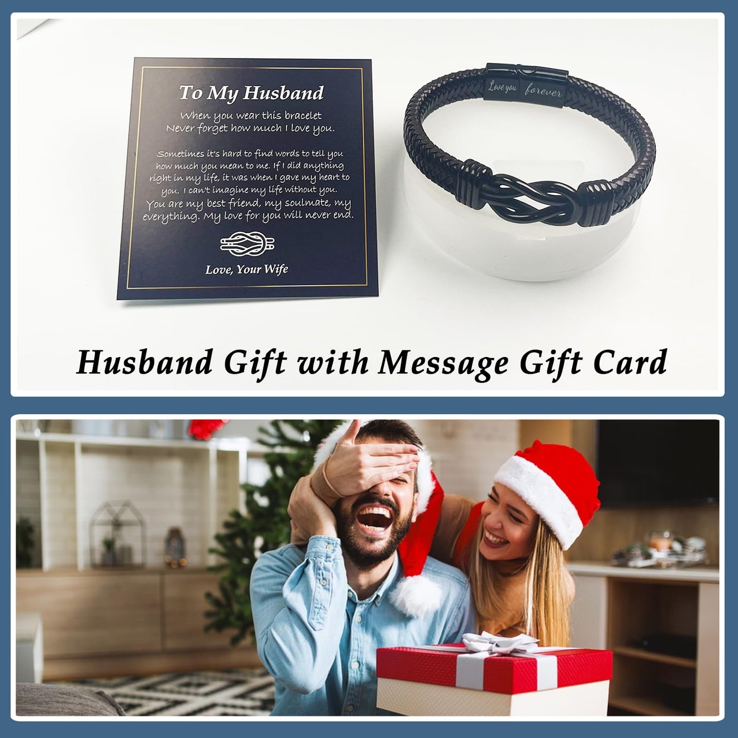 YBISNAIRE Gifts for Mens Husband from Wife, Cool Love Infinity Mens Leather Bracelets for Man Him Birthday Gifts Ideas Present for Christmas Anniversary Retirement Fathers Day