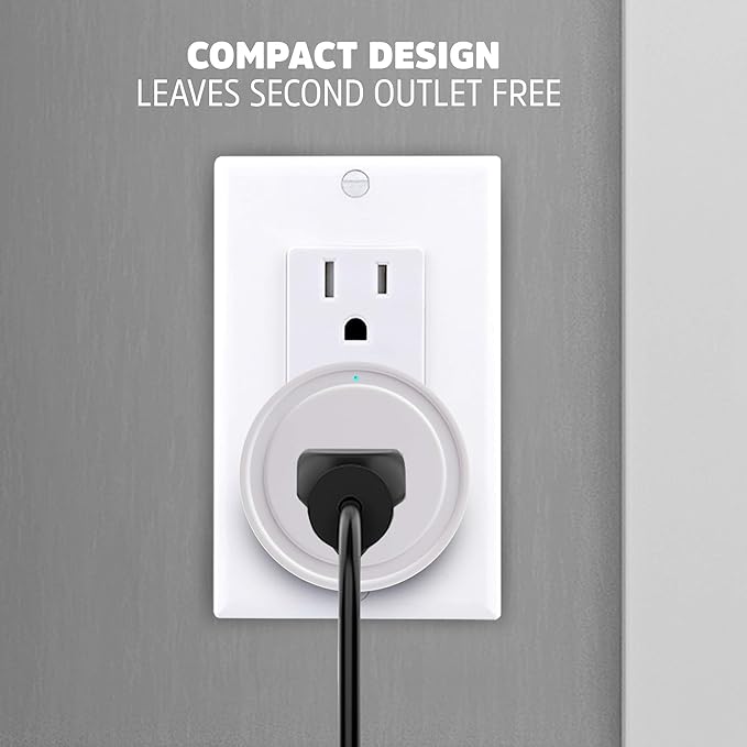 Energizer Connect Smart WiFi Plug, Mobile Connect App Enabled, Voice Controlled, Alexa, Echo, Siri, Hey Google Enabled, No Hub Required, Mini Outlet 15-Watt, 2.4GHz, ETL & FCC Certified