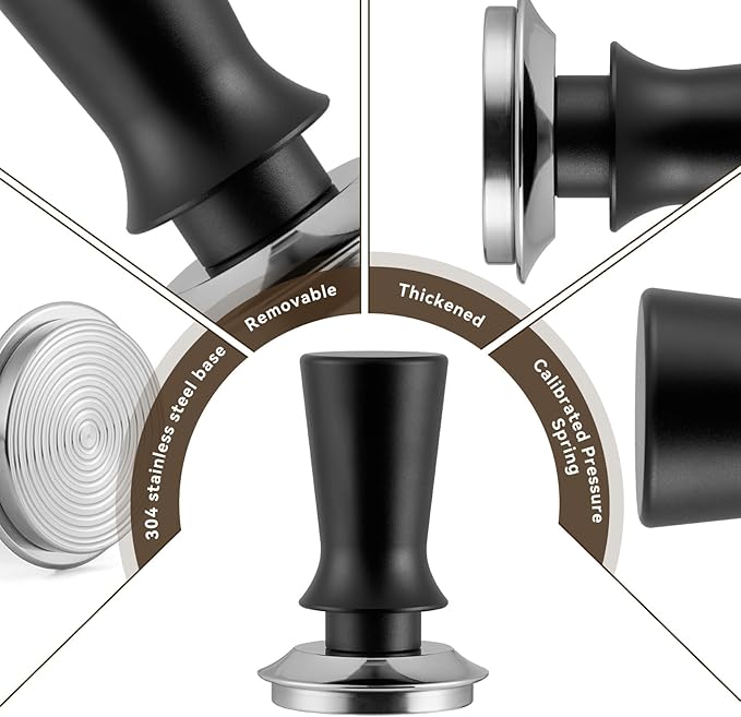 24pcs Espresso Tamper Set, Barista Tools Kit for Coffee Machine, Spring-Loaded 304 Stainless Steel Base 30lbs Coffee Calibrated Tamper Tools for Enjoying cafes Home Office hotels (51mm)