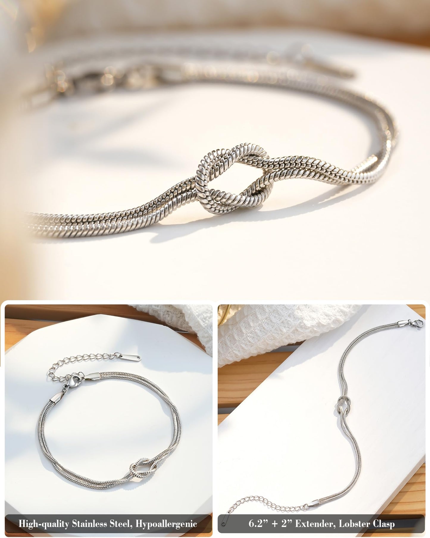 Tarsus 50th Birthday Gifts for Her Love Knot Bracelet Happy 50 Year Old 50th Birthday Decorations Gifts for Women
