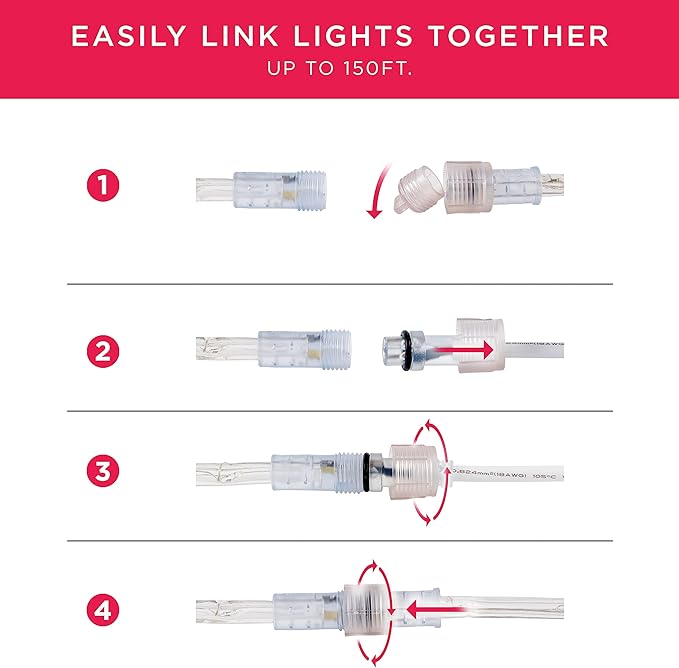 UltraPro LED Rope Lights, 16ft Classic Clear Rope, Cool White Light 5000K, Indoor/Outdoor, Flexible, Linkable, Durable, Rope Lights Outdoor, 54842