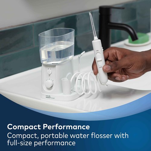 Waterpik Water Flosser for Teeth, Portable Electric Compact for Travel and Home & Fresh Mint Whitening Refill Tablets (30 Count) – for Use with Waterpik Boost Tip