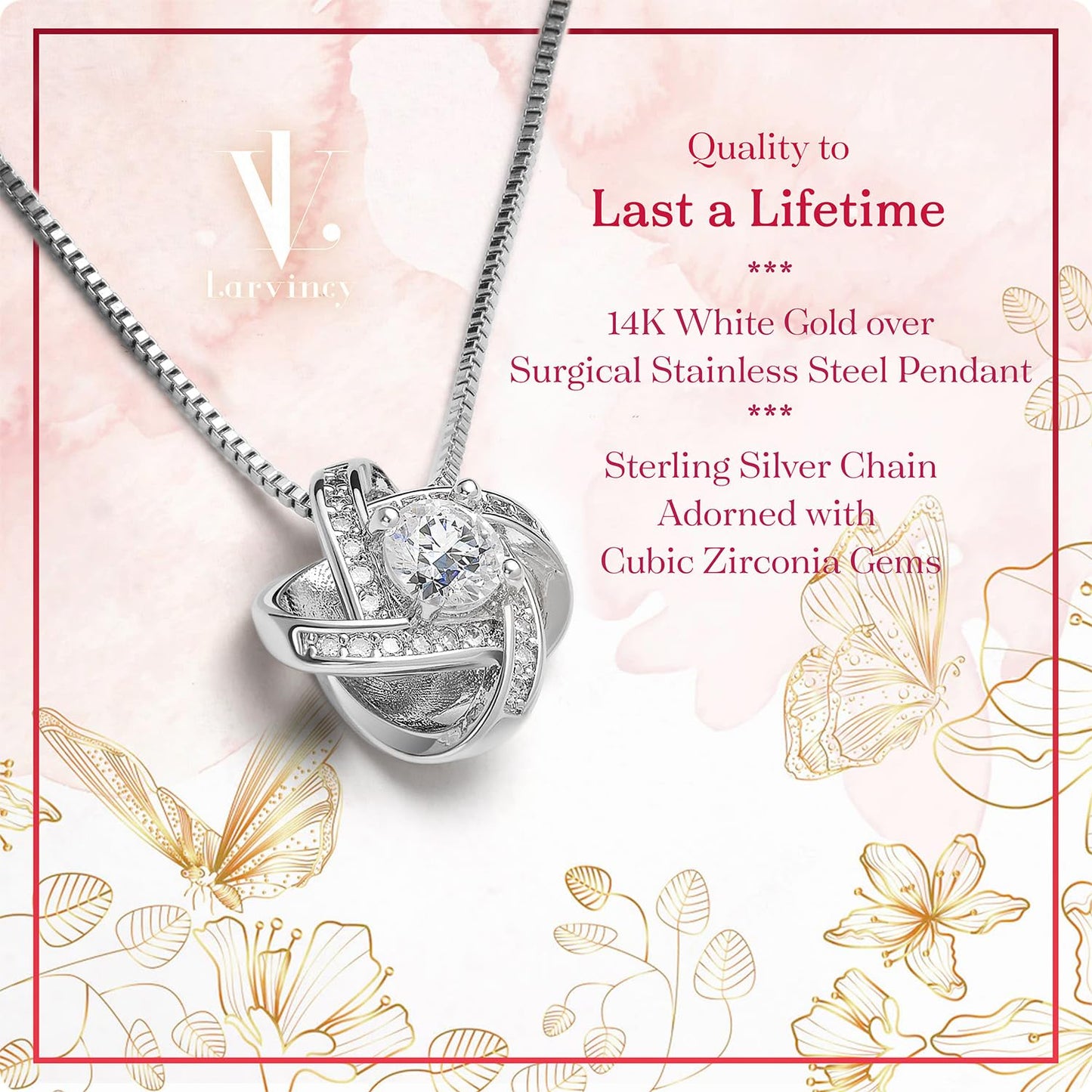 Larvincy To My Wife Necklace from Husband With Heartfelt Message & Elegant Box - Soulmate Necklace for Women, Romantic Jewelry Gift for Her On Birthday, Anniversary