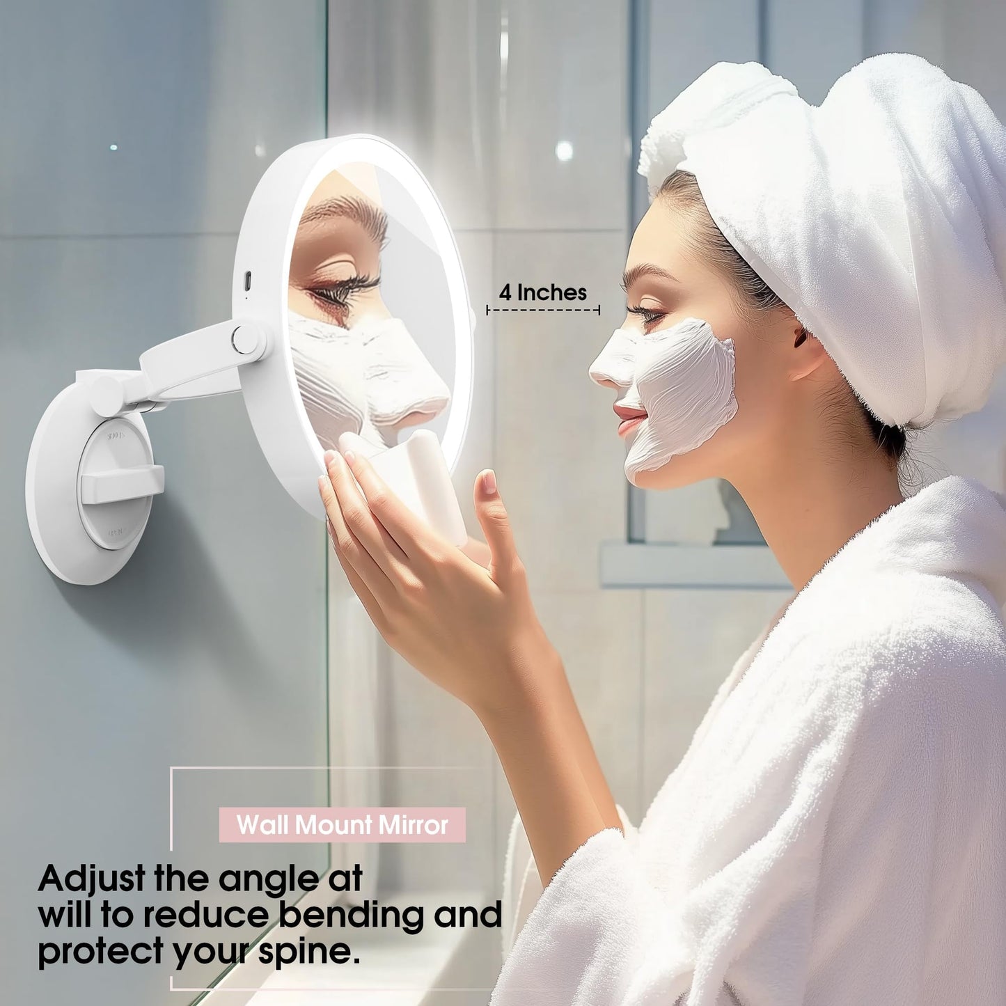 Magnifying Mirror with Light 30X, 2-Sided 30x/1x Magnifying Mirror with Suction Cup, 360° Rotation Wall Mounted Makeup Mirrors with Lights and Magnification, 3 Lighting Modes Adjustable Brightness