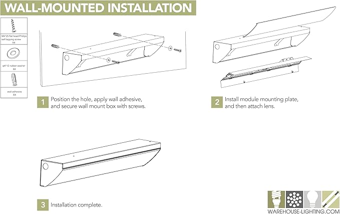 WareLight LED Stairwell & Corridor Light – 4600 Lumen Max, Wattage & CCT Selectable, 4-Foot Wall Mount Lighting Fixture for Commercial & Residential Use, 120-277V, White